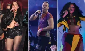  ?? Composite: Getty, Invision ?? Pyramid schemes … Dua Lipa, Coldplay's Chris Martin and SZA.