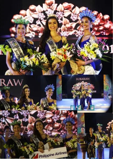  ?? Photo by Rex Remo / PDN ?? (Left to right) 2nd Runner Up - Maria Veronica Sinajon, Subaraw Festival Queen Sahara Senta Wagner, 1st Runner Up Jessarie Dumaguing,
