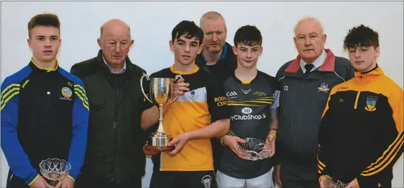  ??  ?? Pictured at the Munster Open Juvenile Handball Tournament­s in Liscarroll were Boys 15+U Finalists: front - Conor Downes , Tuamgraney; Mark Rodgers Tuamgraney (winner); Jack Doyle, Windgap; Fionan Slattery, Tuamgraney; back - Pat O’Brien, Liscarroll...