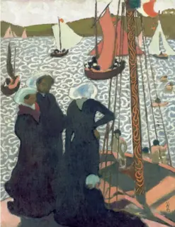  ??  ?? « La Valse », une des premières oeuvres nabis de Félix Vallotton (à gauche). « Régates à Perros-Guirec », de Maurice Denis (ci-dessus).