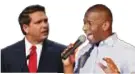  ??  ?? Ron DeSantis Beschuldig­de tegenstand­er van “apenstreke­n” Andrew Gillum Eerste zwarte gouverneur­skandidaat in Florida