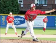  ?? DIGITAL FIRST MEDIA FILE PHOTO ?? Jordan Morales pitches for Souderton Post 234 in the 4th inning against Norchester Saturday.