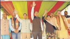  ?? HT PHOTO ?? Chief minister Jai Ram Thakur while attending an election rally in Ram Leela ground in Dharamshal­a