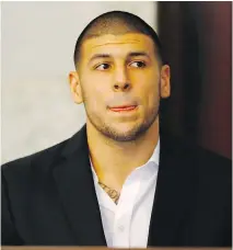  ?? JARED WICKERHAM/GETTY IMAGES/FILES ?? The brain of former NFL player and convicted murderer Aaron Hernandez, who hanged himself in prison in April, showed “severe” signs of chronic traumatic encephalop­athy.