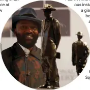  ?? ?? Artist Samson iambalu with a miniature of his sculpture Antelope, to be displayed in Trafalgar Square from September