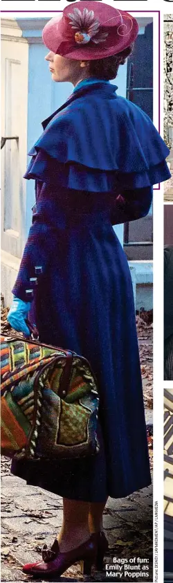  ??  ?? Bags of fun: Emily Blunt as Mary Poppins Words: TANITH CAREY. Picture research: CLAIRE CISOTTI