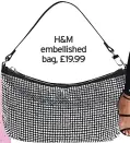  ?? ?? H&M embellishe­d bag, £19.99
Pink stretch sequin ruched sleeve blazer £79; eyelash lace satin cami £18, both STAR by Julien Macdonald (leggings and shoes stylist’s own)