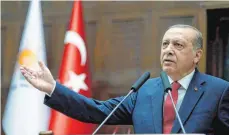  ?? FOTO: AFP ?? Präsident Recep Tayyip Erdogan wirft Deutschlan­d vor, gezielt Agenten in sein Land zu schicken und es „zerteilen“zu wollen.