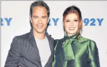  ??  ?? Actors Eric McCormack, left, and Debra Messing pose together backstage before their talk at the 92nd Street Y in New York in October.
