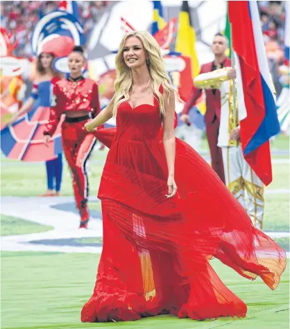  ??  ?? Russian model Victoria Lopyreva takes part in the World Cup opening ceremony.