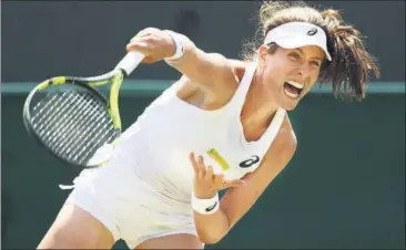  ?? GETTY ?? Johanna Konta of Britain returns against Natalia Vikhlyants­eva of Russia during their firstround match on Tuesday.