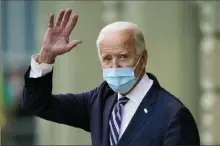  ?? Carolyn Kaster/Associated Press ?? President-elect Joe Biden waves as he leaves The Queen theater in Wilmington, Del., on Tuesday.