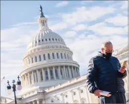  ?? Associated Press ?? Senate Majority Leader Sen. Chuck Schumer on Capitol Hill in Washington.