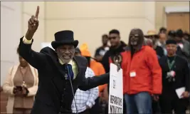  ?? ?? Morris Griffin of Los Angeles speaks during the public comment portion of the Reparation­s Task Force meeting on Friday in Sacramento.