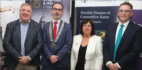 ??  ?? At the Chamber Budget Breakfast was Tony Campion of Coca Cola, Ken Rooney and Irene McKeown of Drogheda Chamber and Robert Murray of First Citizen Finance.