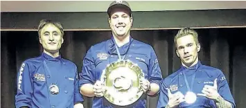  ?? PHOTO COURTESY GOLD MEDAL PLATES ?? Gold Medal Plates winners for 2017, from left: Matthias Fong, River Cafe ( silver); Blake Flann, Blake restaurant ( gold); Dave Bohati, Teatro ( bronze).