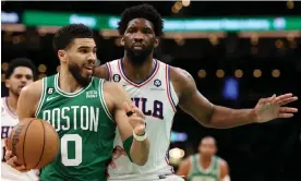  ?? Photograph: Maddie Meyer/ Getty Images ?? Jayson Tatum, left, the Celtics tied the series at one game apiece as the Eastern Conference semi-finals series shifts to Philadelph­ia for Game 3 on Friday.