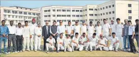  ??  ?? Players and organisers pose for the lensmen during the opening ceremony of the CII-Young Indians Corporate Cricket Cup in Lucknow on Saturday.