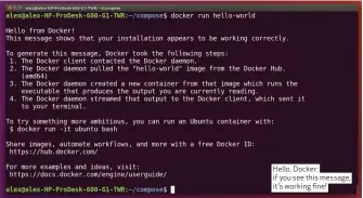  ??  ?? Hello, Docker: if you see this message, it’s working fine!