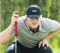  ?? JASON PAYNE/ PNG ?? Brock Boeser teed it up with teammates at the Canucks charity golf event in Surrey Wednesday.