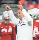  ?? GREG BARTRAM/USA TODAY SPORTS ?? Ohio State placed Urban Meyer on administra­tive leave Wednesday.