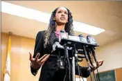  ?? NOAH BERGER / AP, FILE ?? San Francisco District Attorney Brooke Jenkins speaks with reporters at Superior Court in San Francisco on Nov. 1, 2022.