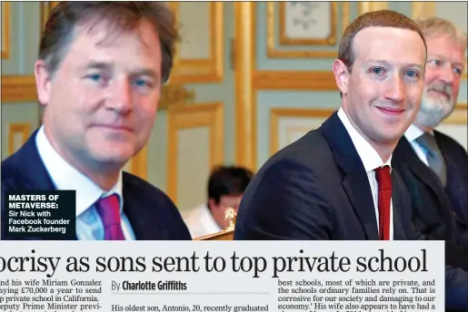  ?? Sir Nick with Facebook founder Mark Zuckerberg ?? MASTERS OF METAVERSE: