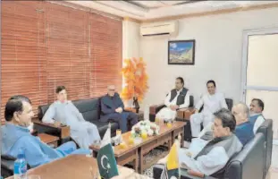  ?? -APP ?? A delegation led by president Pakistan Muslim League N Azad Jammu Kashmir chapter Shah Ghulam Qadir called on Federal Minister for Kashmir Affairs and Gilgit Baltistan Engr Amir Muqam.