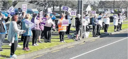  ??  ?? Levin nurses joining nationwide DHB strike action which took place on Wednesday, June 9.