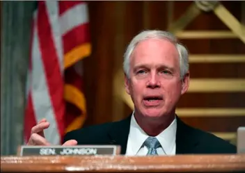  ?? Toni Sandys/The Washington Post via AP ?? In this Aug. 6 file photo, Sen. Ron Johnson, R-Wis., speaks during a Senate Homeland Security and Government­al Affairs Committee hearing on Capitol Hill in Washington.