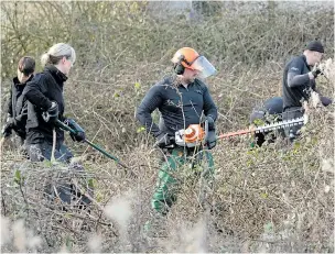  ??  ?? The search continued in Hull yesterday as police combed the area for clues