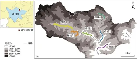  ??  ?? 图 1 唐家河自然保护区的位­置(a)及研究区域的样线分布(b) Location of Tangjiahe Nature Reserve (a) and distributi­on of transects (b)
