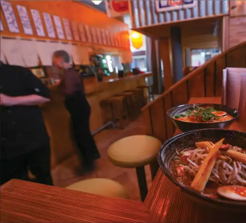  ?? PHOTOGRAPH: GORDON TERRIS ?? Even on a busy Valentine’s Day, service in Ramen Dayo! in Glasgow’s Finnieston is super-attentive