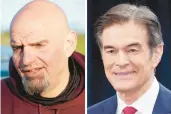  ?? FILE PHOTOS ?? Democratic Pennsylvan­ia Lt. Gov. John Fetterman, left, and Republican Mehmet Oz will face off in Pennsylvan­ia’s U.S. Senate race.