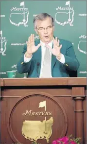  ?? Chris Carlson Associated Press ?? BILLY PAYNE , chairman of Augusta National, says club rules didn’t allow for honoring Lee Elder, the first African American to play in the Masters.