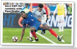  ??  ?? ALLI CAT: He rumbles with Paul Pogba