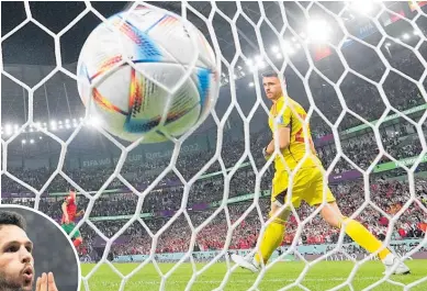  ?? Photos / AP ?? Spain keeper Unai Simon watches the winning penalty from Morocco’s Achraf Hakimi hit the back of the net.