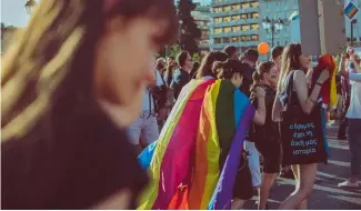  ?? ?? Pride in Athens: LGBTQ+   ags   y in Syntagma Square in the Greek capital