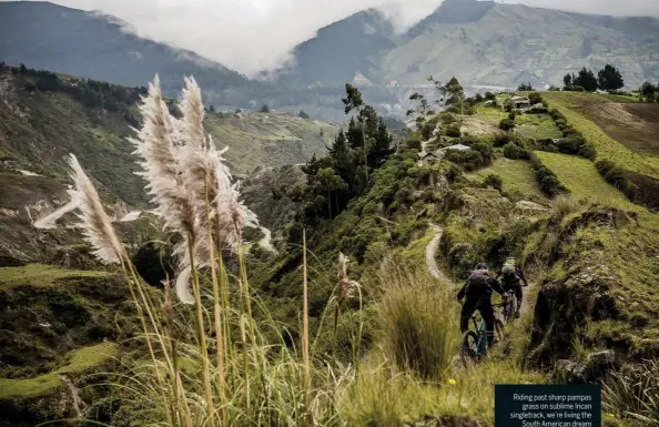  ??  ?? Riding past sharp pampas grass on sublime Incan singletrac­k, we’re living the South American dream