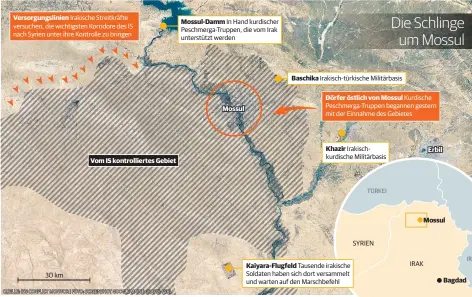  ?? QUELLE: IHS CONFLICT MONITOR | FOTO: SCREENSHOT GOOGLE MAPS | GRAFIK: FERL ??