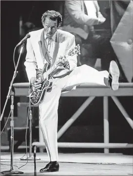  ?? File, James A. Finley / The Associated Press ?? Chuck Berry performs during a concert celebratio­n for his 60th birthday at the Fox Theatre in St. Louis, Mo., in 1986. Police in Missouri said Berry has died at the age of 90.