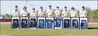  ?? Mark Humphrey/Enterprise-Leader ?? Lincoln honored its senior baseball players in between the Wolves’ 18-0 and 22-3 sweep of Bergman in a 3A-1 Conference baseball doublehead­er reschedule­d to Wednesday, April 17.