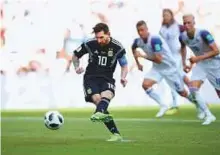  ?? Reuters ?? Argentina’s Lionel Messi misses a penalty during the Group D opener against Iceland at Spartak Stadium.