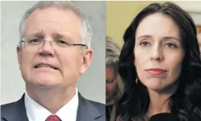  ??  ?? Australian Prime Minister Scott Morrison, left, and NZ counterpar­t Jacinda Ardern.