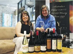  ?? IAN KUCERAK ?? Jane Ferrari (right) from Yalumba winery and Juanita Roos hold glasses of Viognier wine. After a collaborat­ion with Champagne Deutz, Yalumba only makes about 90-95 barrels of Viognier per year.