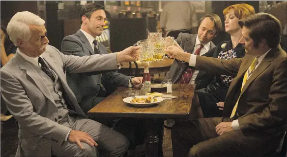  ?? — AMC ?? From left, Mad Men’s John Slattery, Jon Hamm, Vincent Kartheiser, Christina Hendricks and Kevin Rahm. The show, says creator Matthew Weiner, pointedly addressed the Jewish-American experience as an important thematic element of the series.