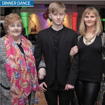  ??  ?? Catherine Melia, Fionn O’Sullivan and Shauna O’Sullivan at the Rathnew GAA Club dinner dance and awards presentati­on in the Grand Hotel.