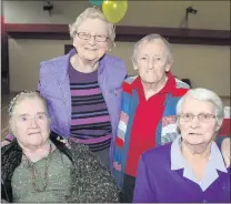  ??  ?? Local ladies Phyllis Goodman, Hannah O Mullane, Catherine Withers, and Mary McCarthy enjoying the Afternoon Tea Dance in Freemount Community Centre as part of the Duhallow Bealtaine Festival. Photo by Sheila Fitzgerald.