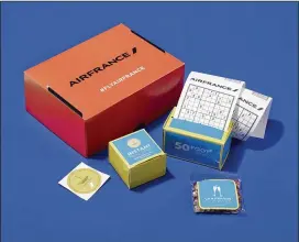  ?? JENS MORTENSEN / THE NEW YORK TIMES ?? Air France’s new “Take a Chance or Fly Air France” campaign includes Sudoku puzzles and Champagne-flavored gummies.