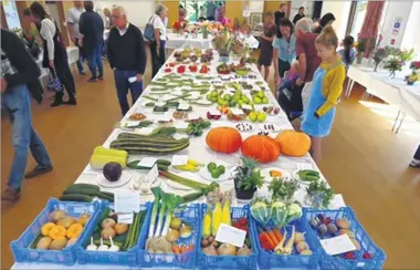  ??  ?? The impressive vegetable table at Godmersham village hall